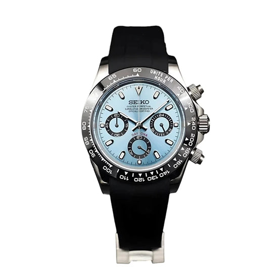 Daytona Ice Blue Black Bezel Oysterflex - GodTierMods