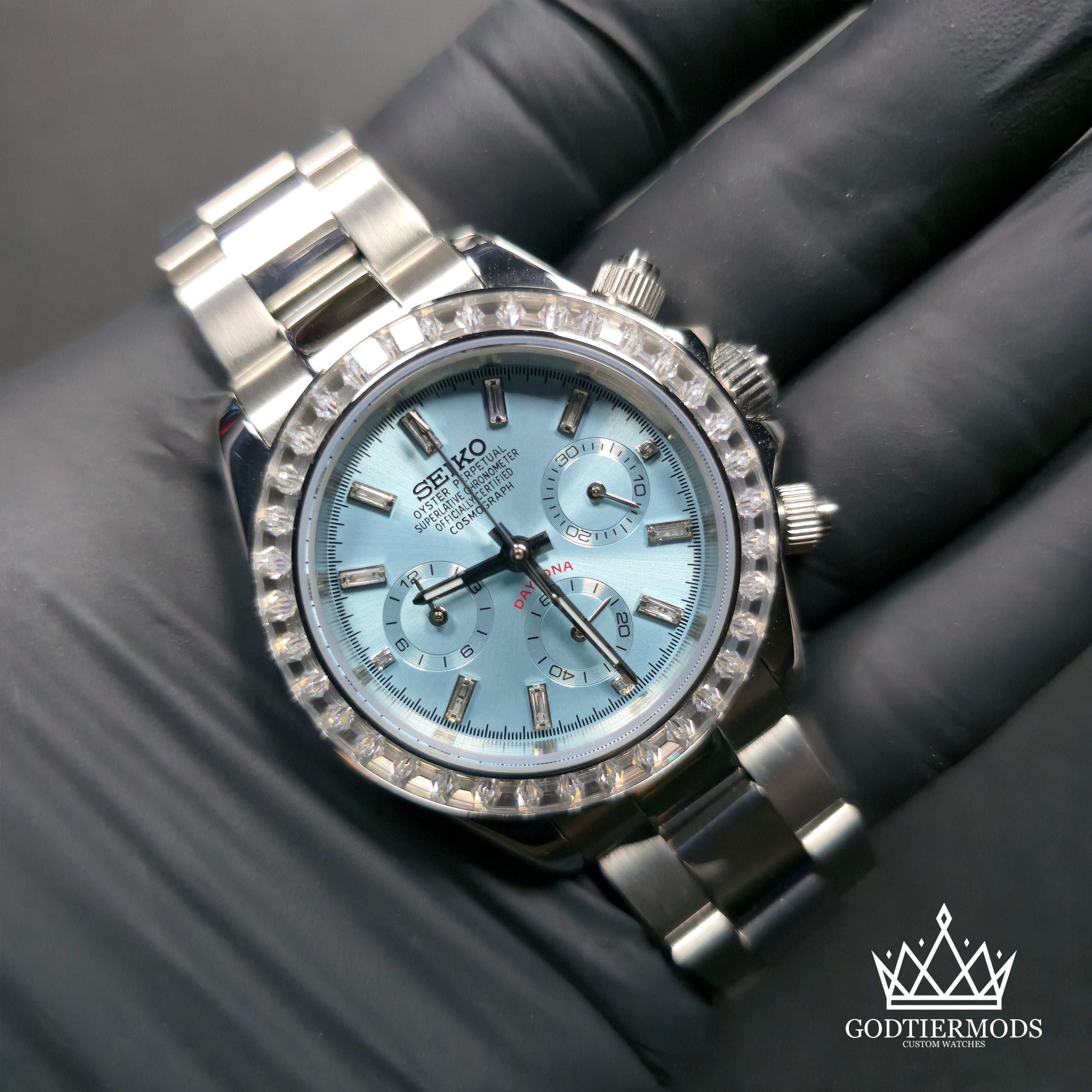 Daytona Ice Blue | Baguette Diamond Markers | Diamond Bezel - GodTierMods