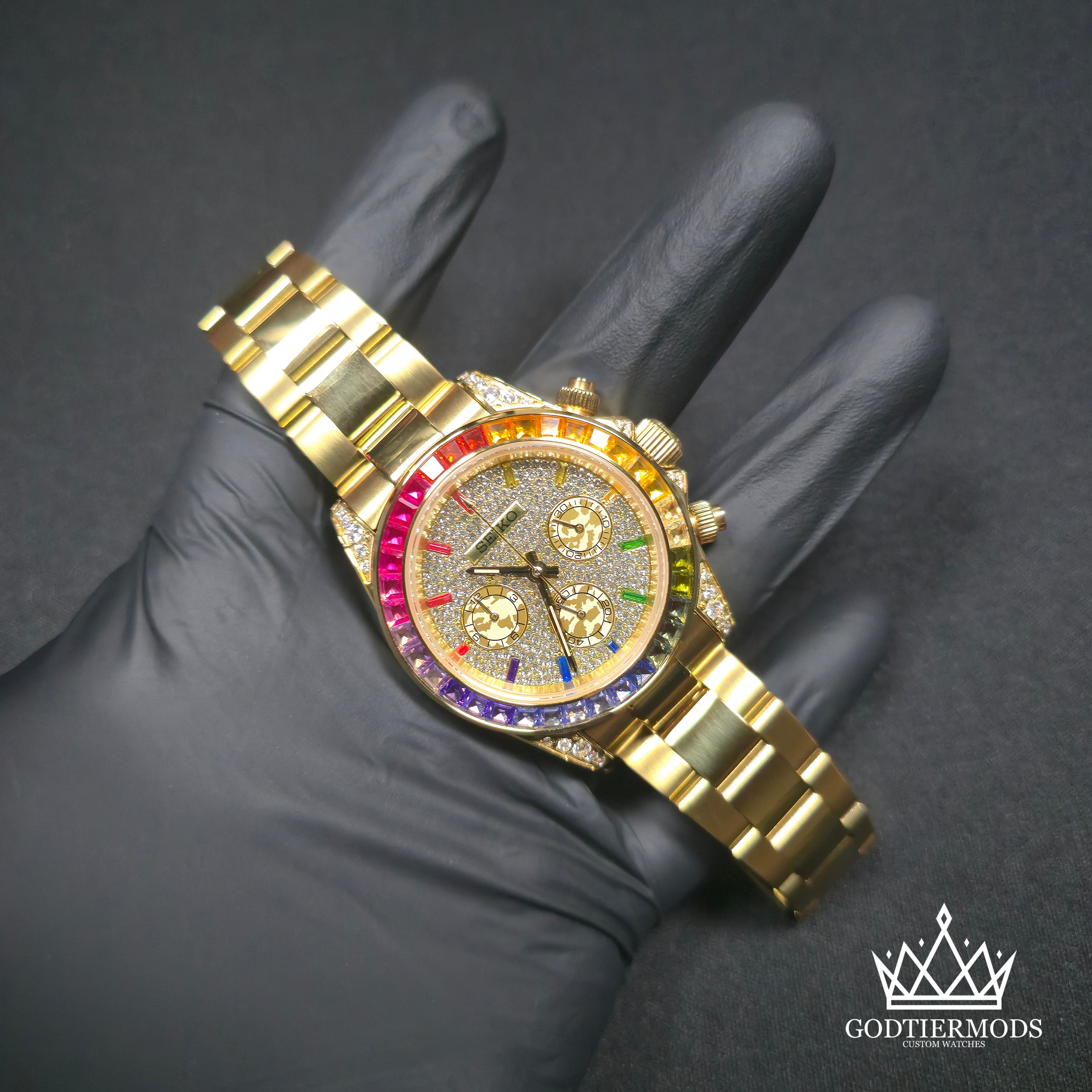 Daytona Gold Rainbow Diamond Paved Dial - GodTierMods