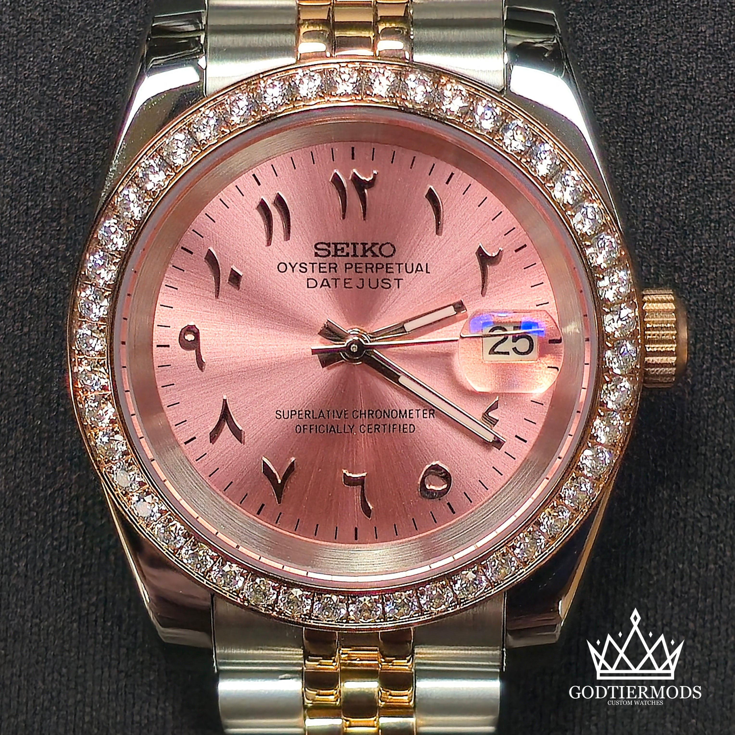 Datejust Arabic 2 Tone Rosegold | Diamond Bezel | Arabic Markers - GodTierMods