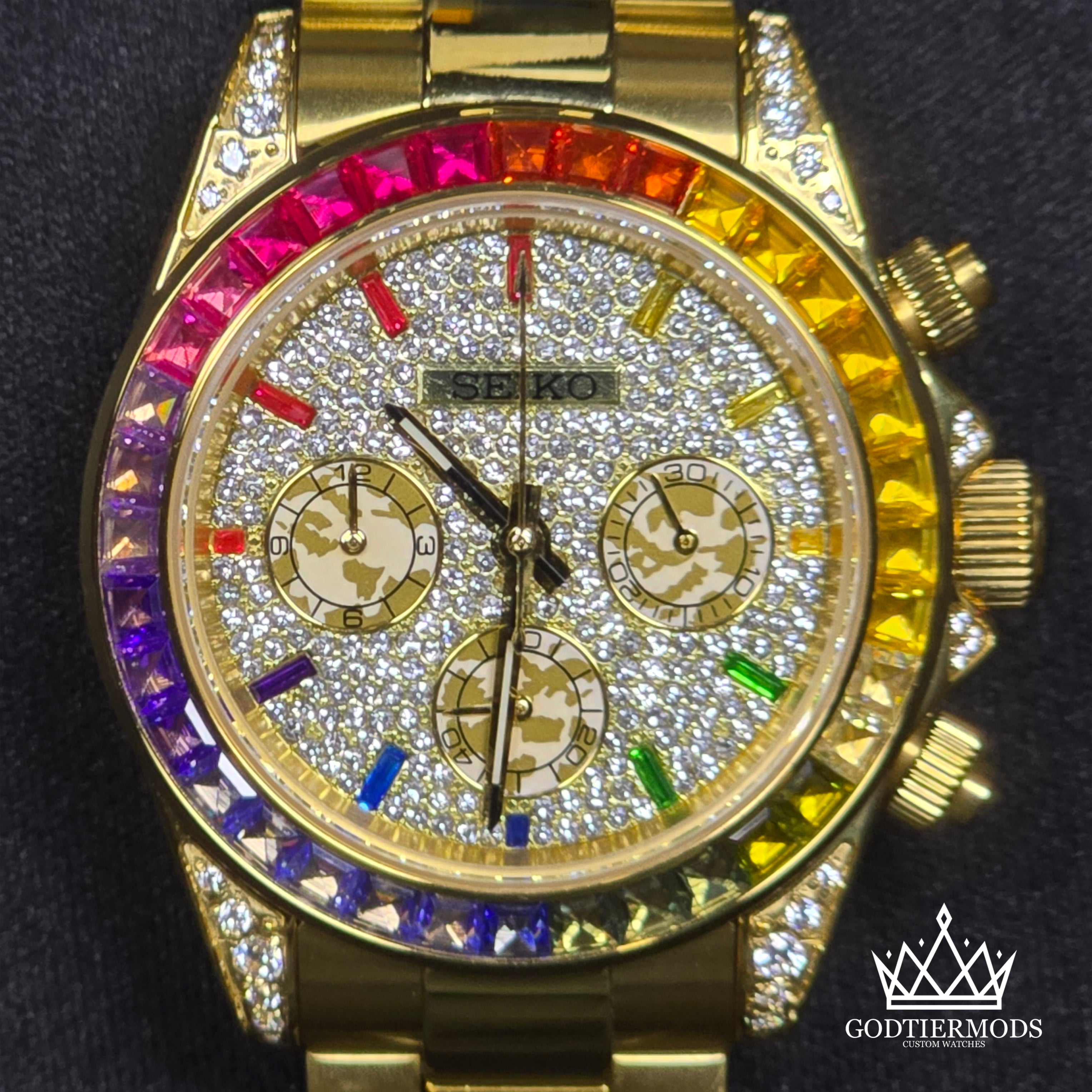 Daytona Gold Rainbow Diamond Paved Dial - GodTierMods
