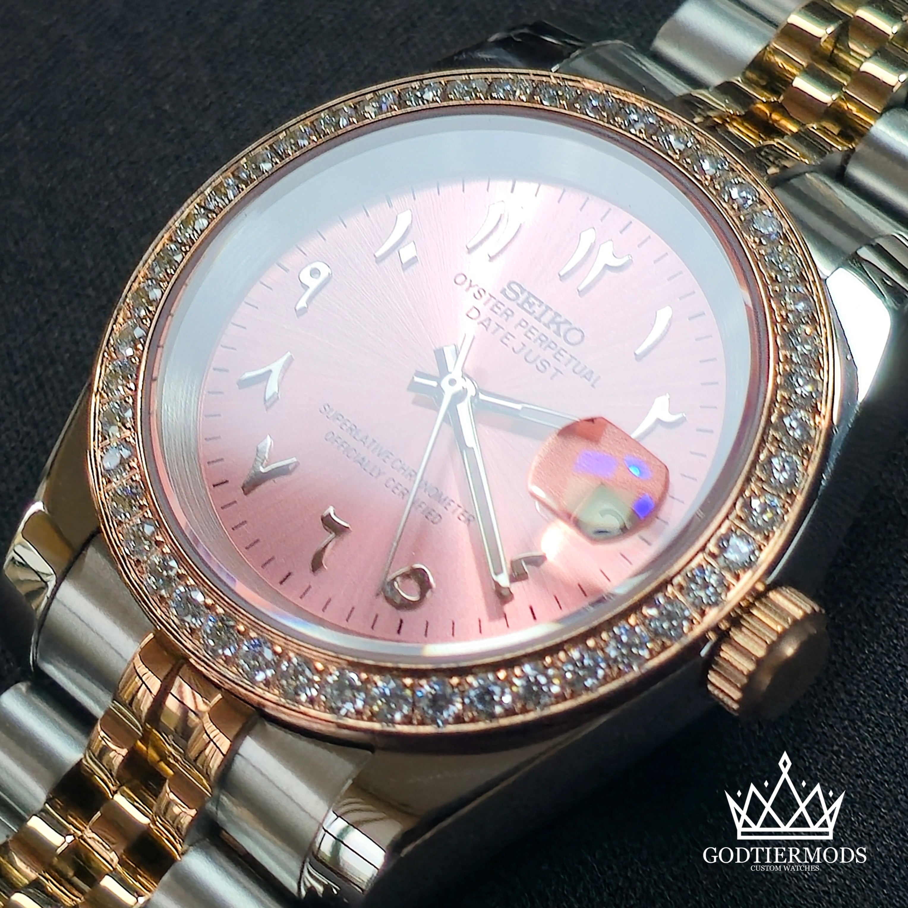 Datejust Arabic 2 Tone Rosegold | Diamond Bezel | Arabic Markers - GodTierMods