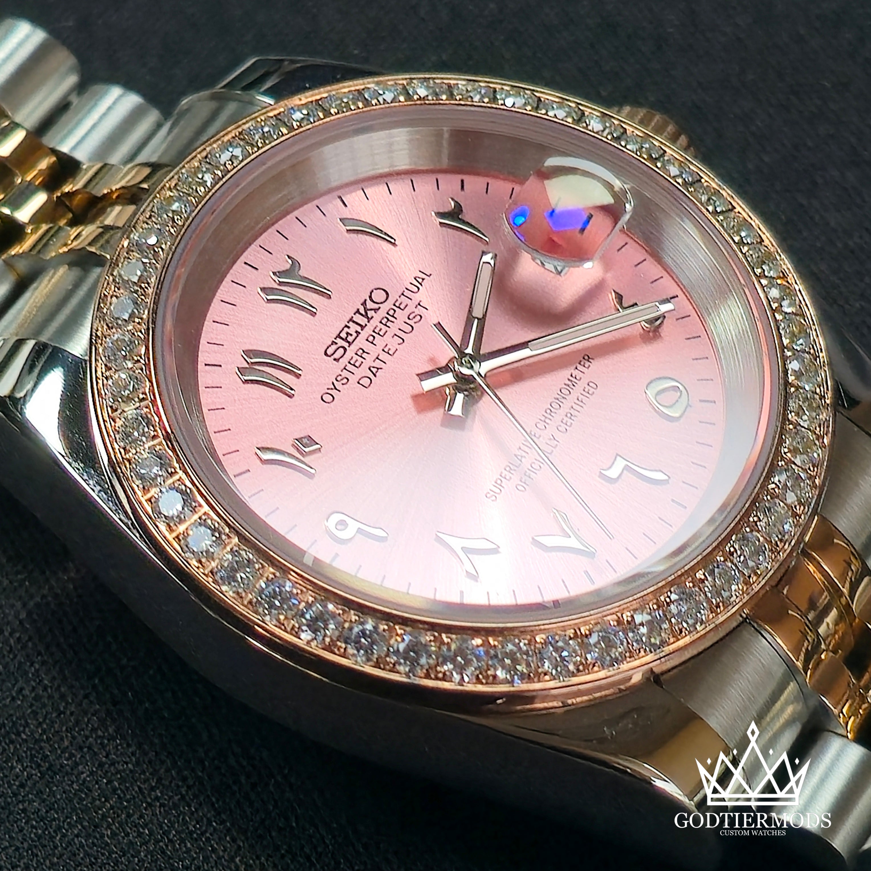 Datejust Arabic 2 Tone Rosegold | Diamond Bezel | Arabic Markers - GodTierMods