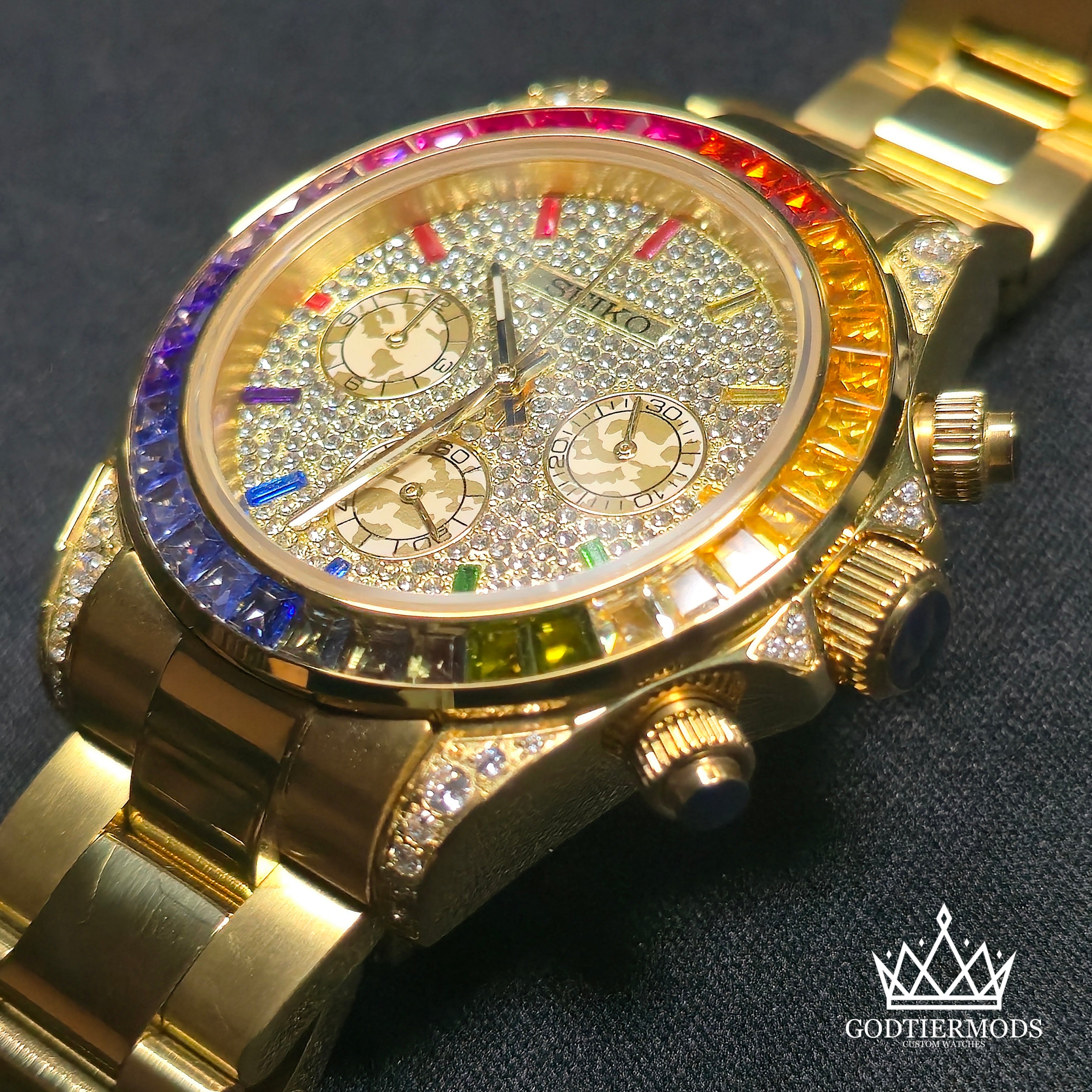 Daytona Gold Rainbow Diamond Paved Dial - GodTierMods