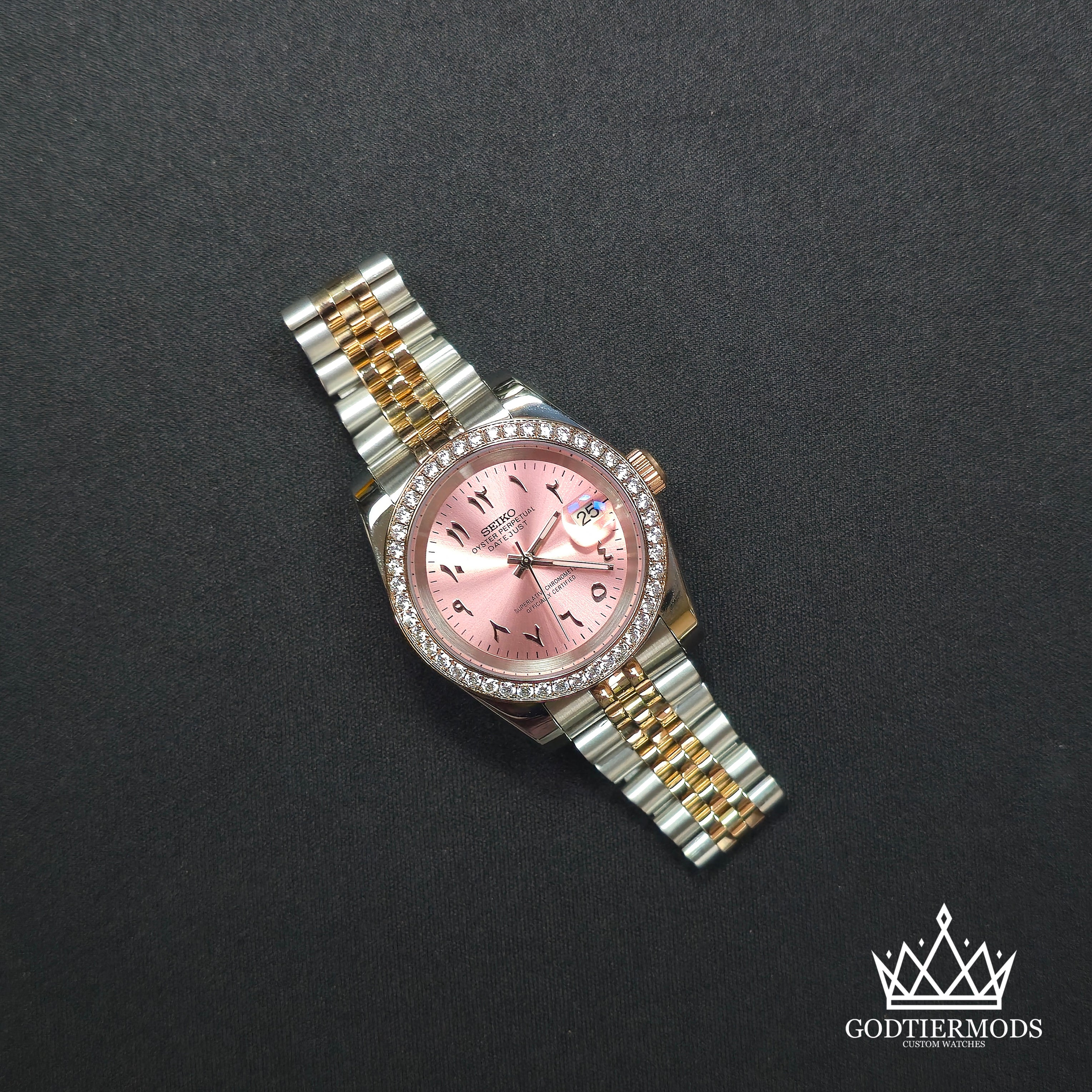 Datejust Arabic 2 Tone Rosegold | Diamond Bezel | Arabic Markers - GodTierMods