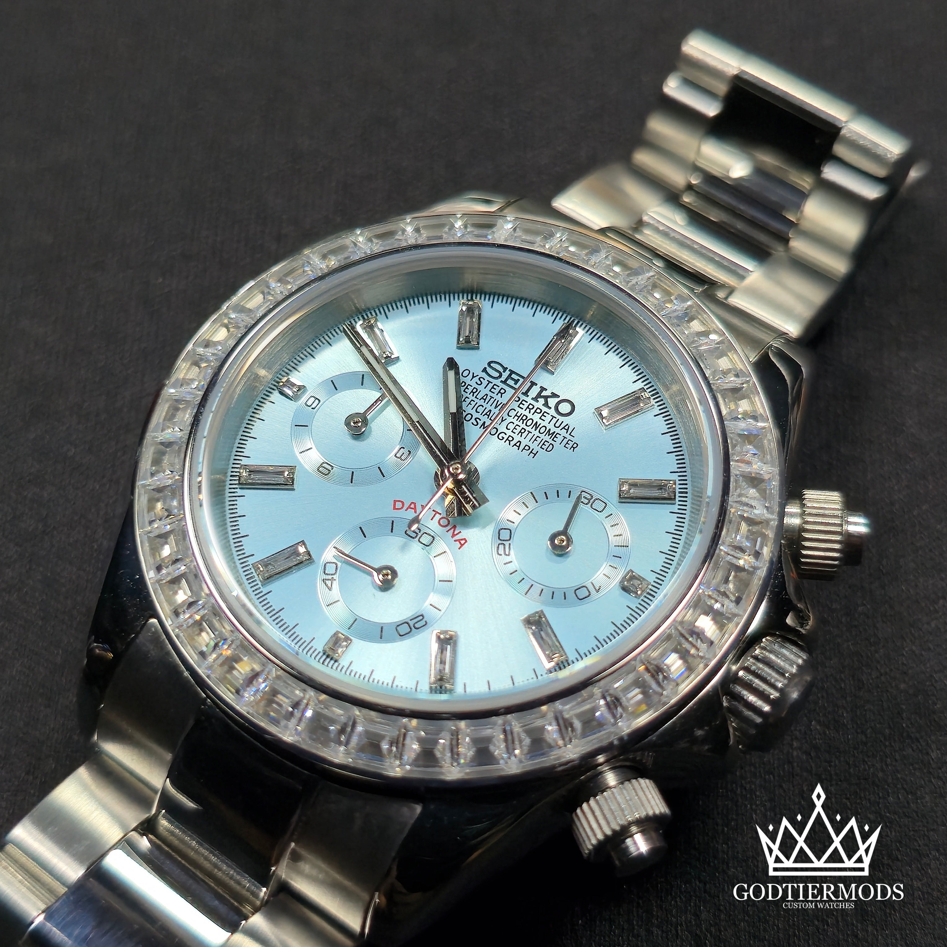 Daytona Ice Blue | Baguette Diamond Markers | Diamond Bezel - GodTierMods