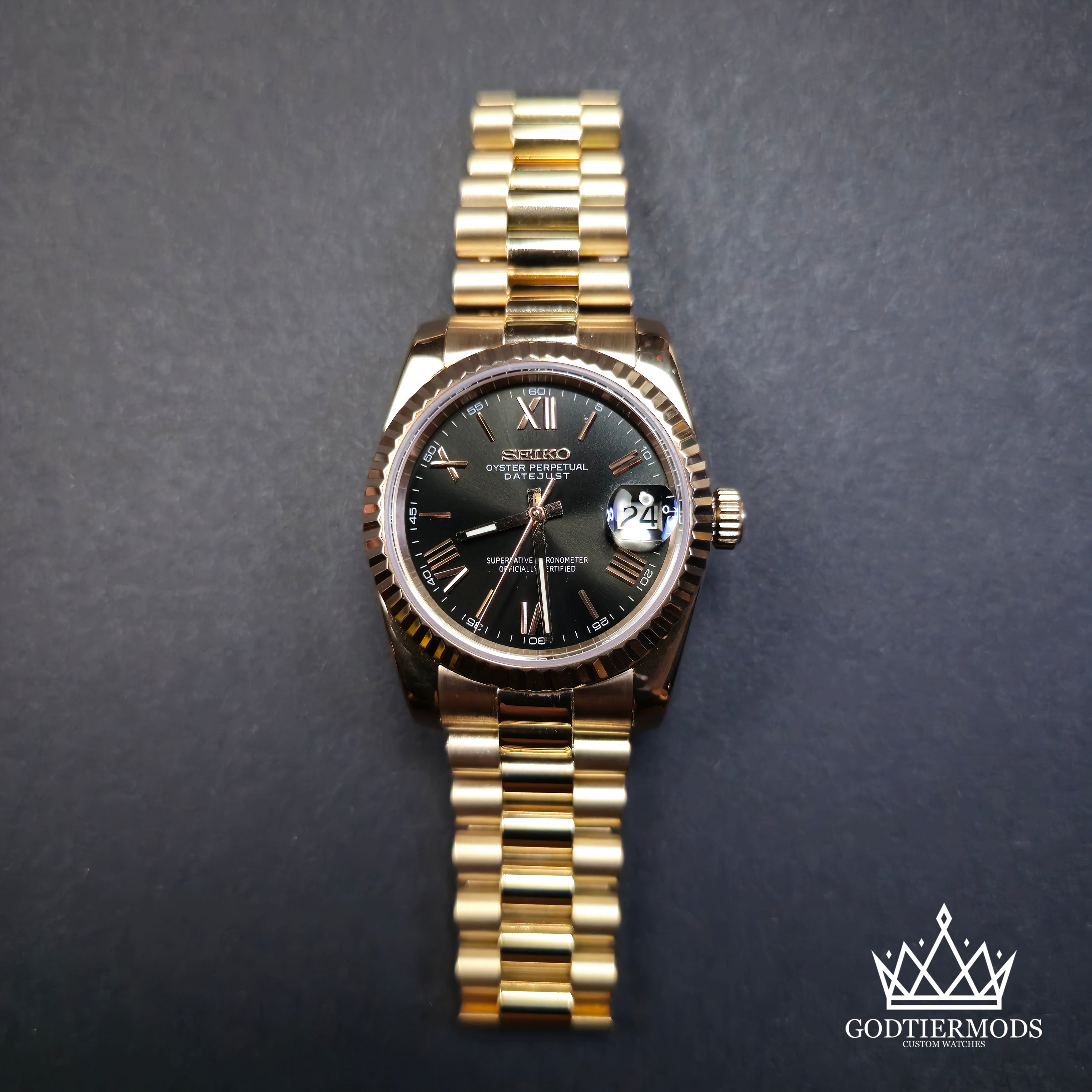 Datejust Rosegold Roman Black Dial - GodTierMods