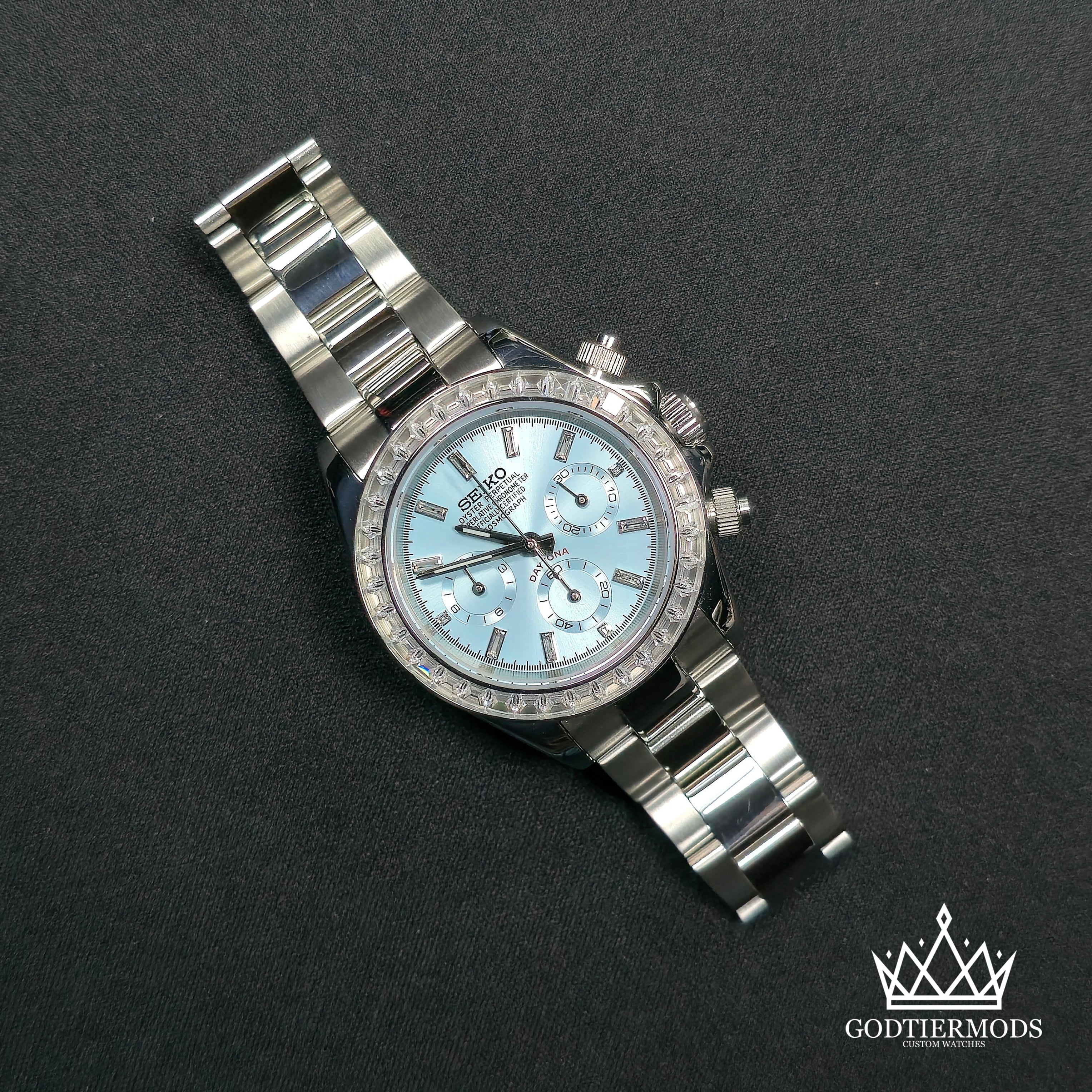 Daytona Ice Blue | Baguette Diamond Markers | Diamond Bezel - GodTierMods