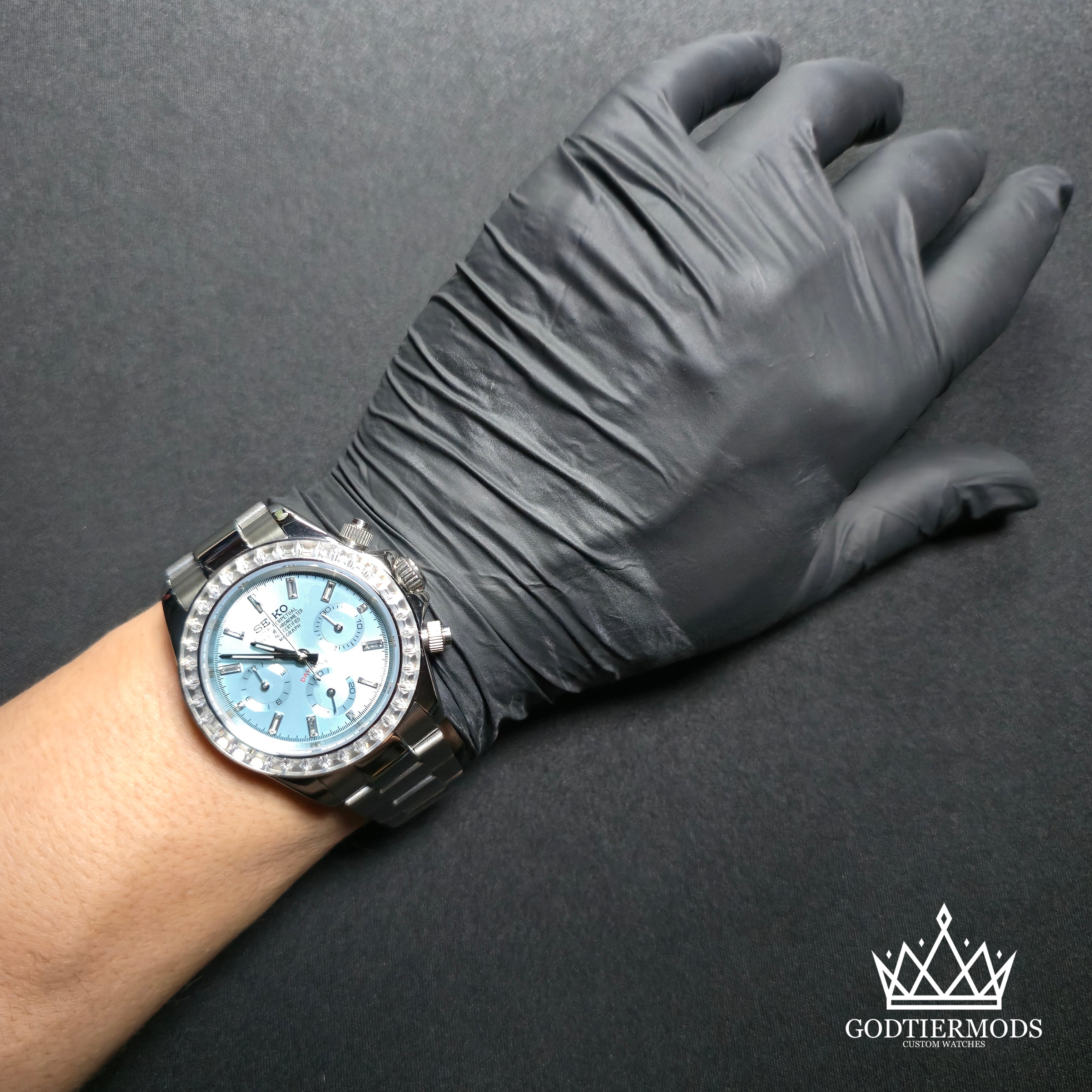 Daytona Ice Blue | Baguette Diamond Markers | Diamond Bezel - GodTierMods