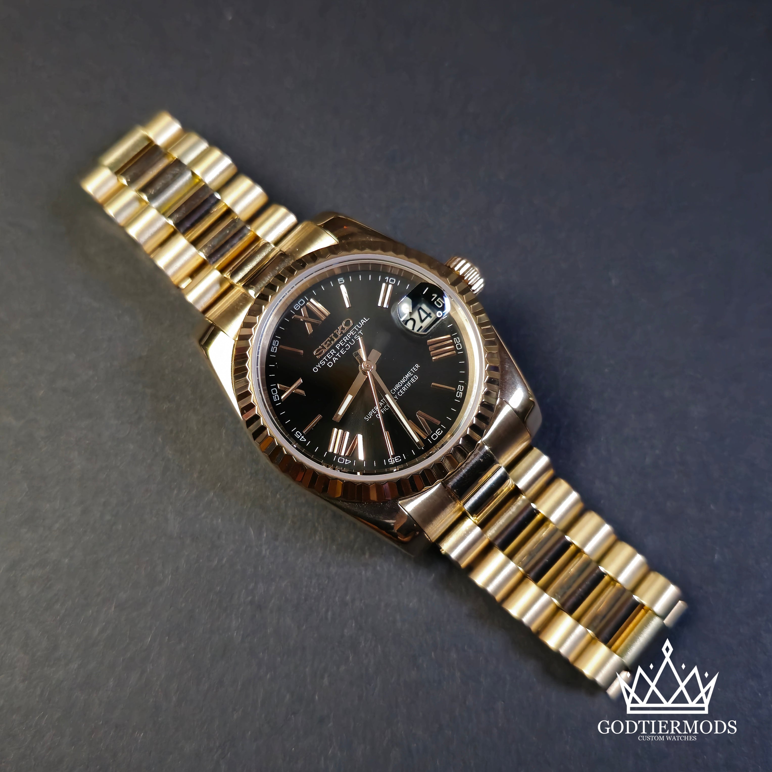 Datejust Rosegold Roman Black Dial - GodTierMods