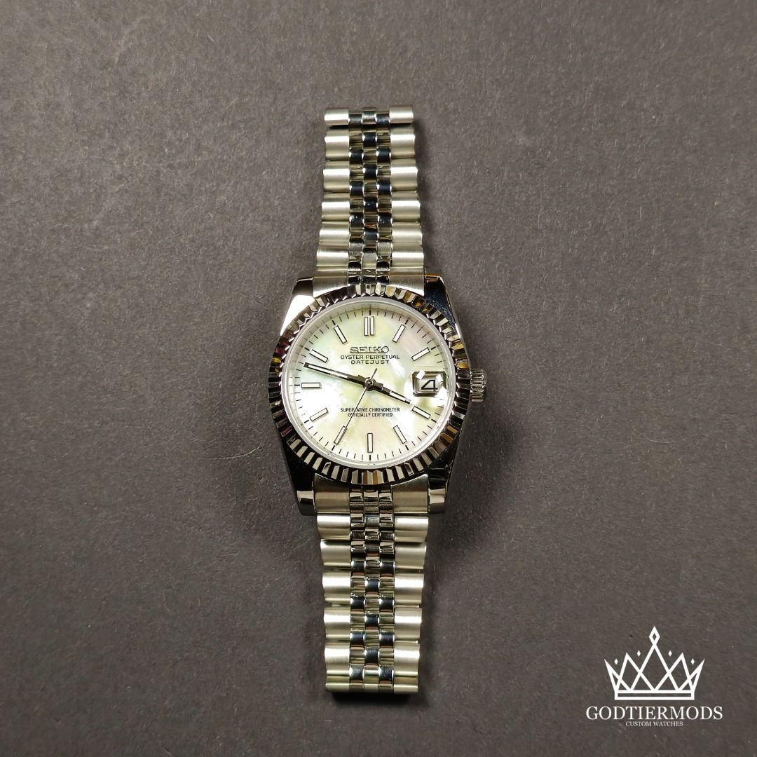 Datejust Silver Baton Index Mother Of Pearl - GodTierMods