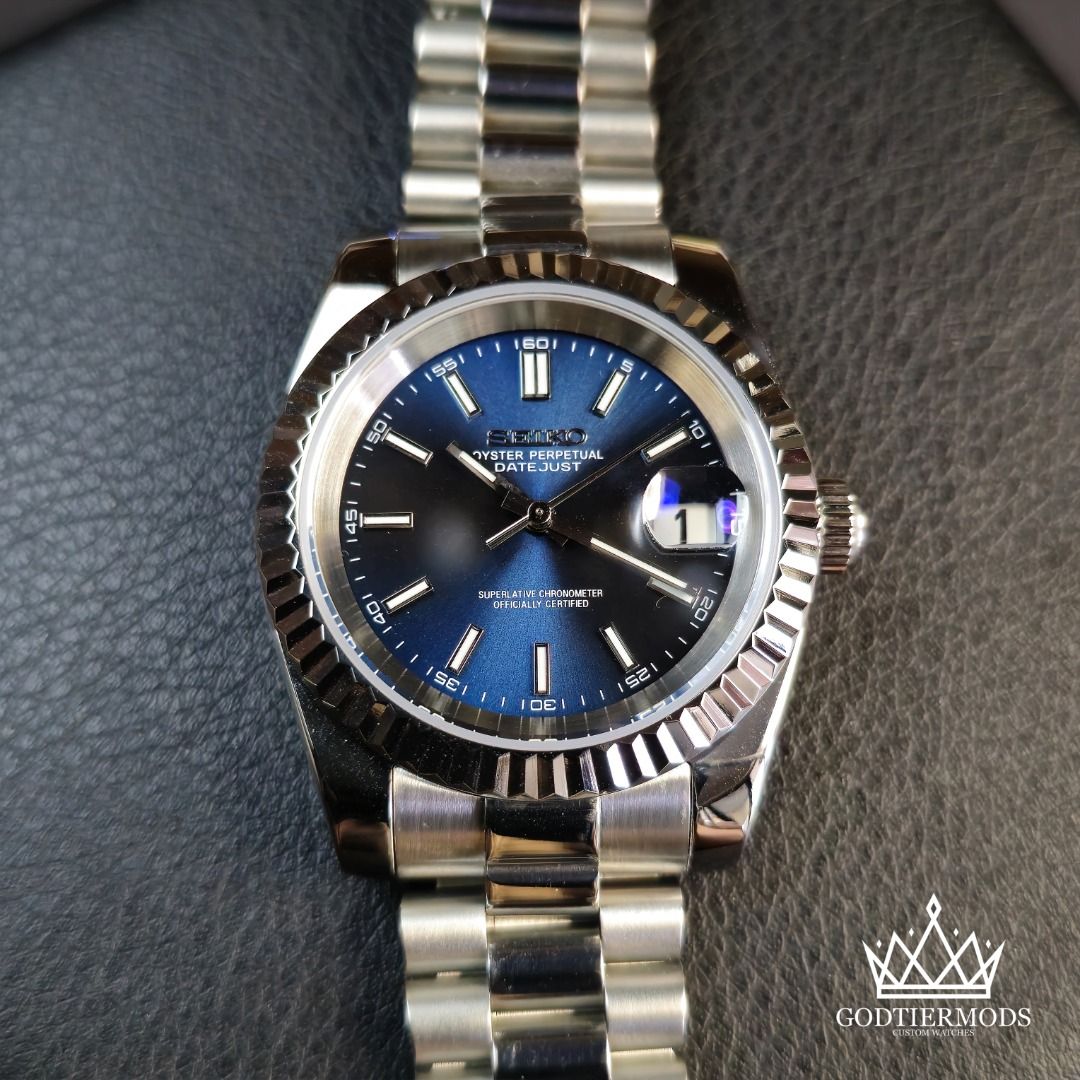 Datejust Silver Baton Blue Dial - GodTierMods