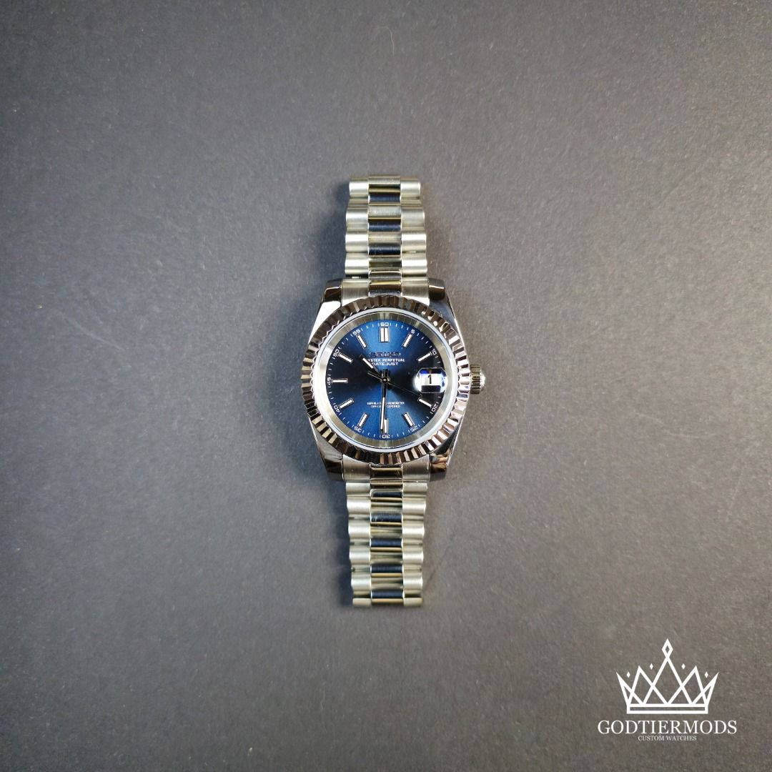 Datejust Silver Baton Blue Dial - GodTierMods
