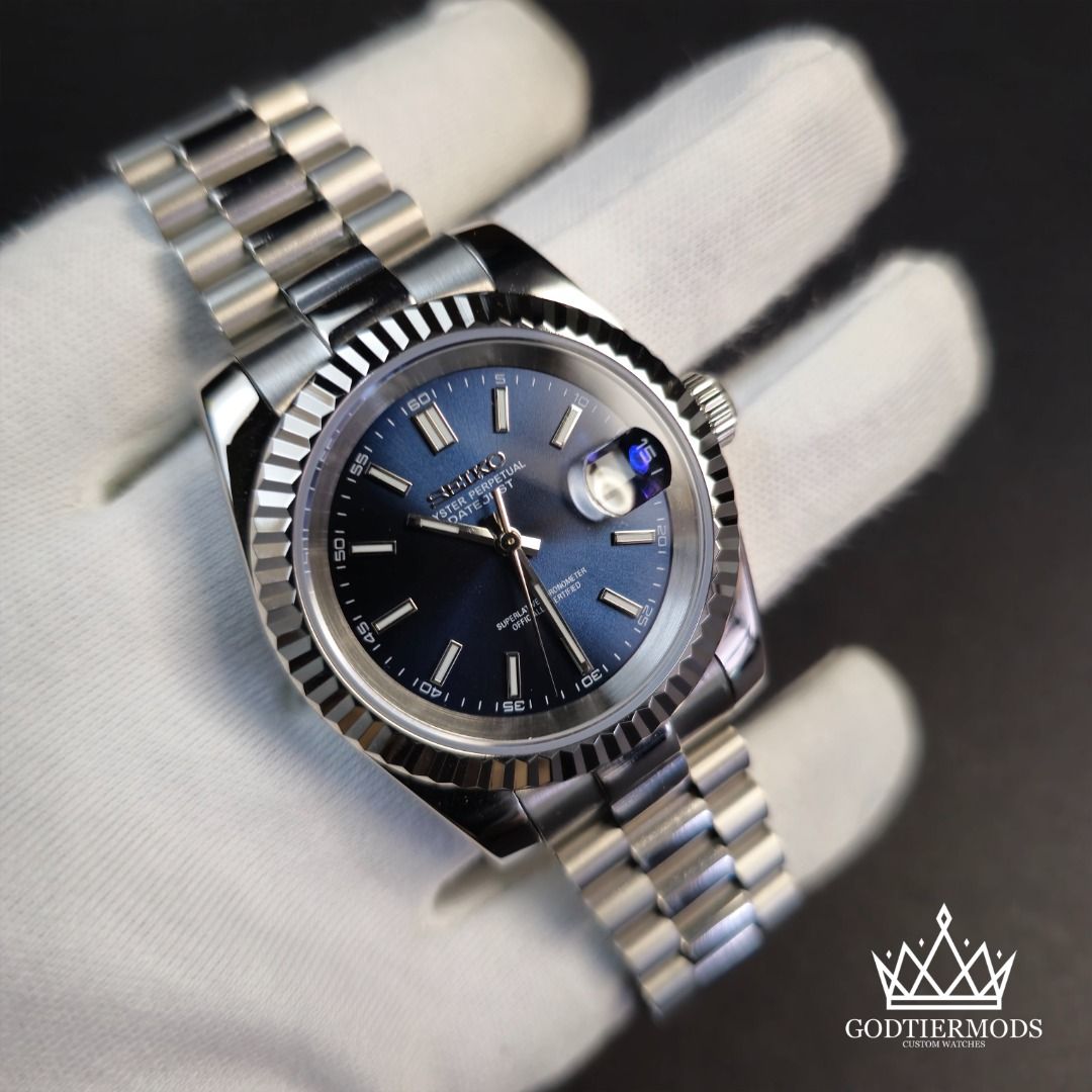 Datejust Silver Baton Blue Dial - GodTierMods